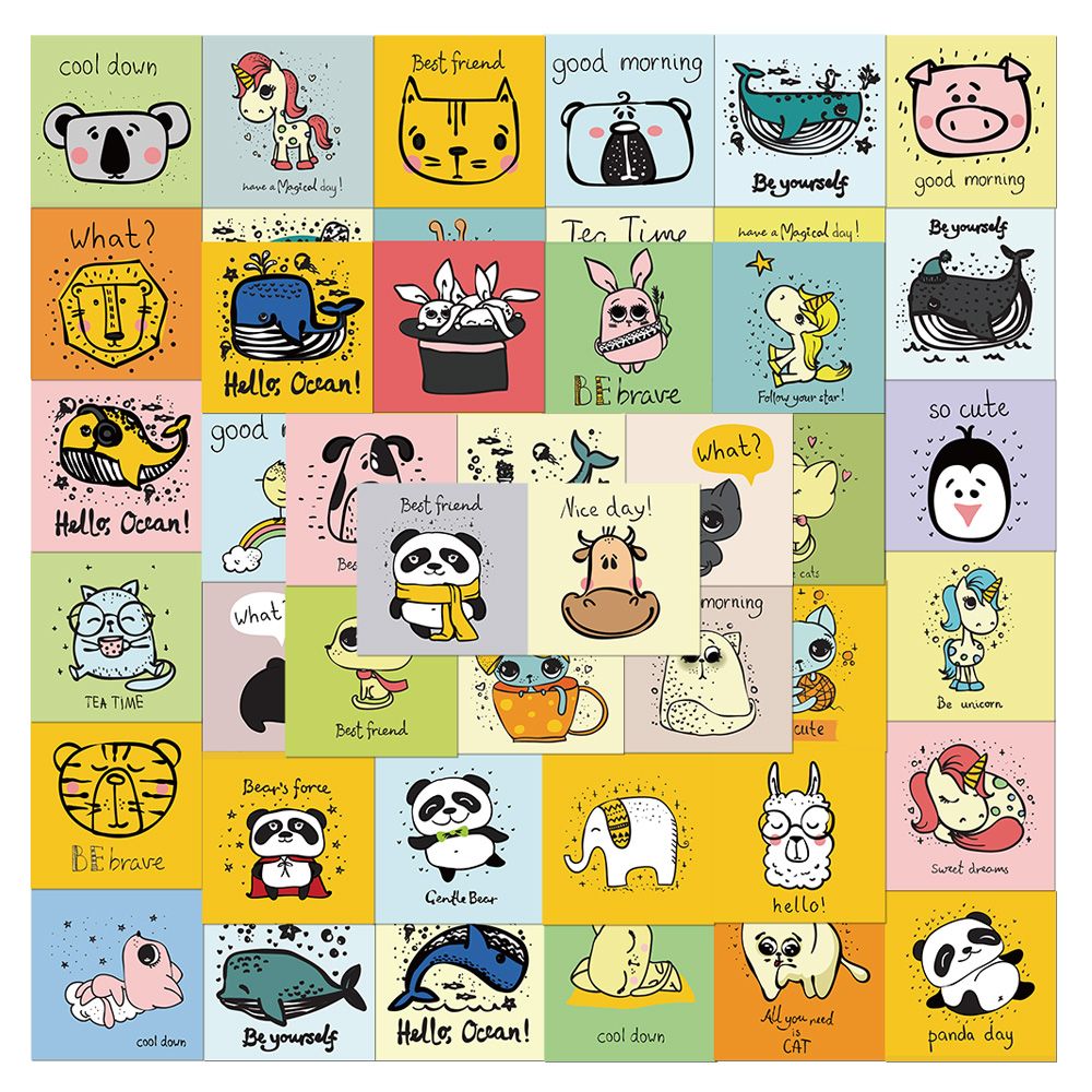 60 Cartoon Happy Animal Stickers - Office Products - Temu