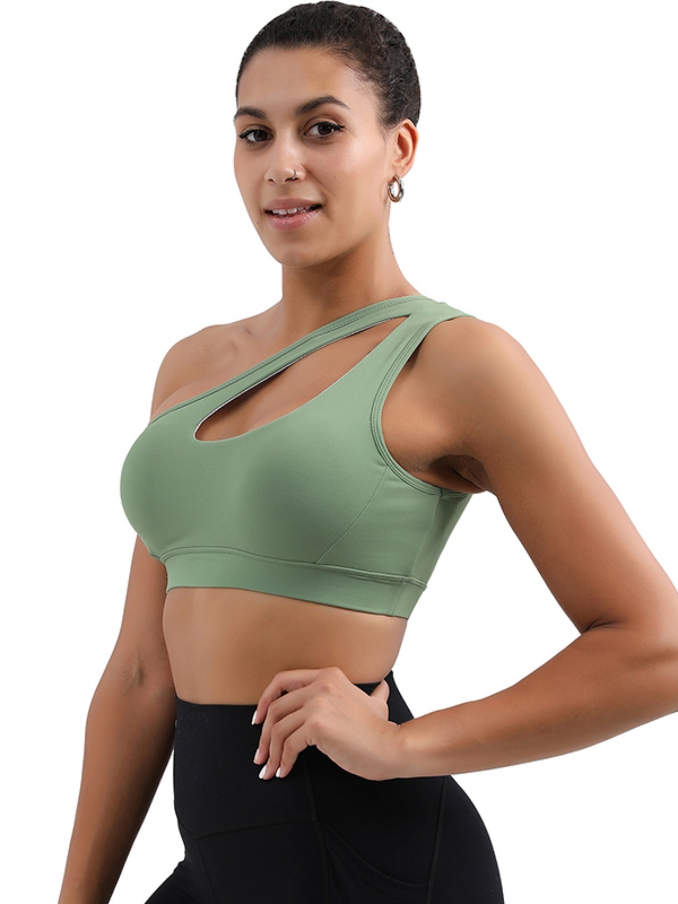 Fitness Sports Bra Women Single Shoulder Strap Shockproof Bra for