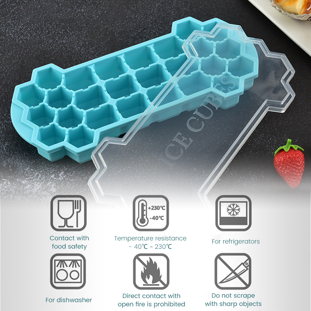 Large Ice Cube Maker Mold Square Kitchen Jelly Mould With Lid Ice