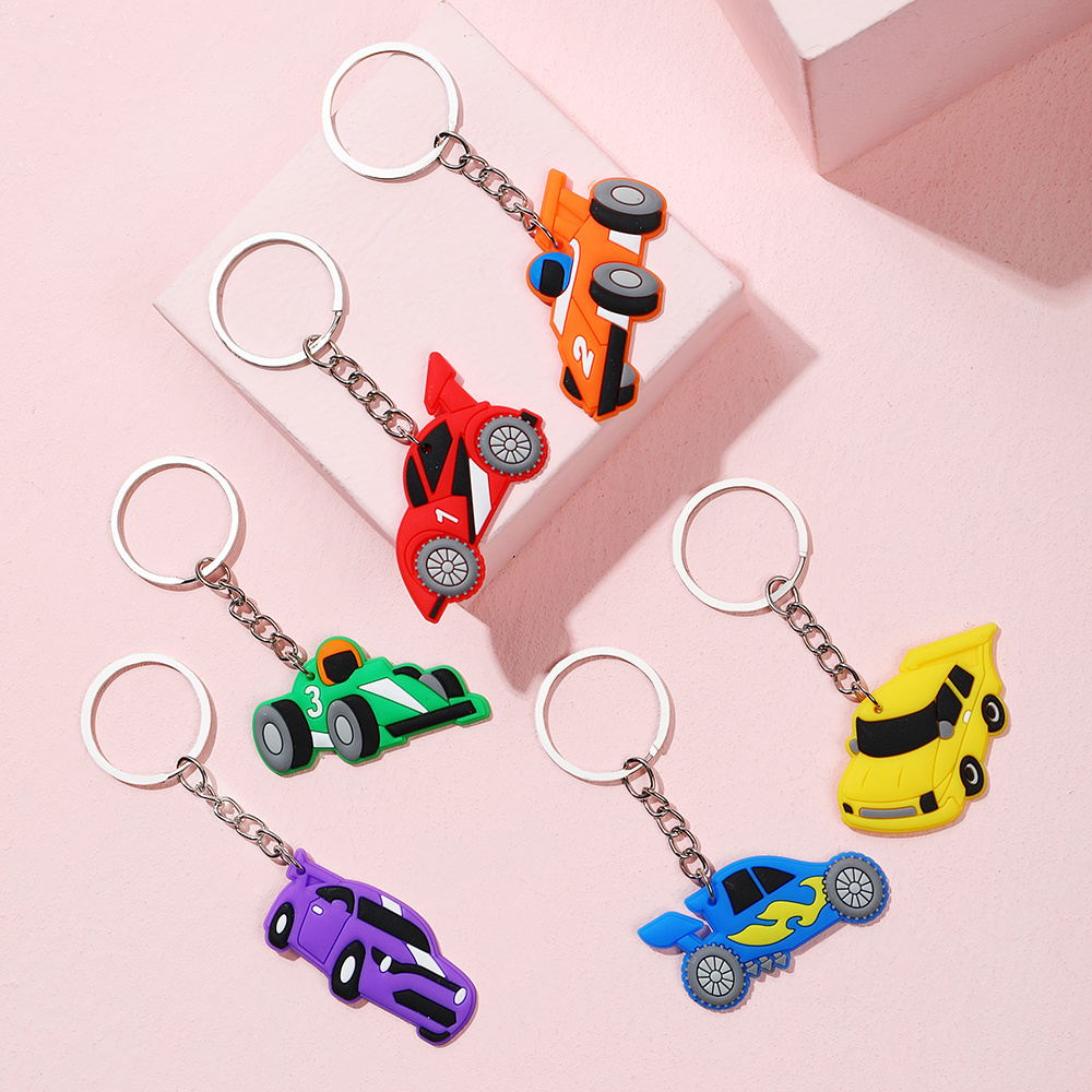 12 Pcs A Pack Of Boys Girls Kids Hot Sale Racing Keychains For School Bags Tote Bags