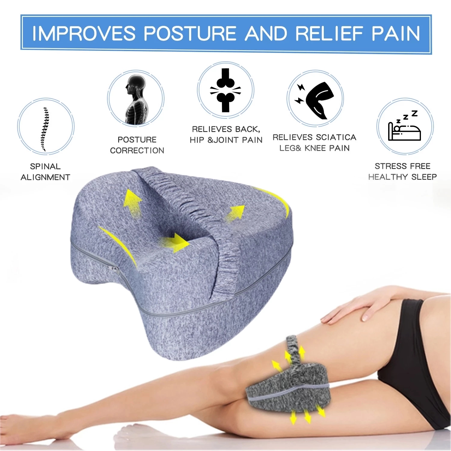 Leg Support Pillow Sciatica Body Joint Pain Relief Orthopedic Knee Pads  Memory Foam Seat Cushion Orthopedic