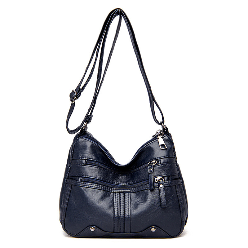 Zipper Shoulder Bag Crossbody Bag Faux Leather Adjustable Strap