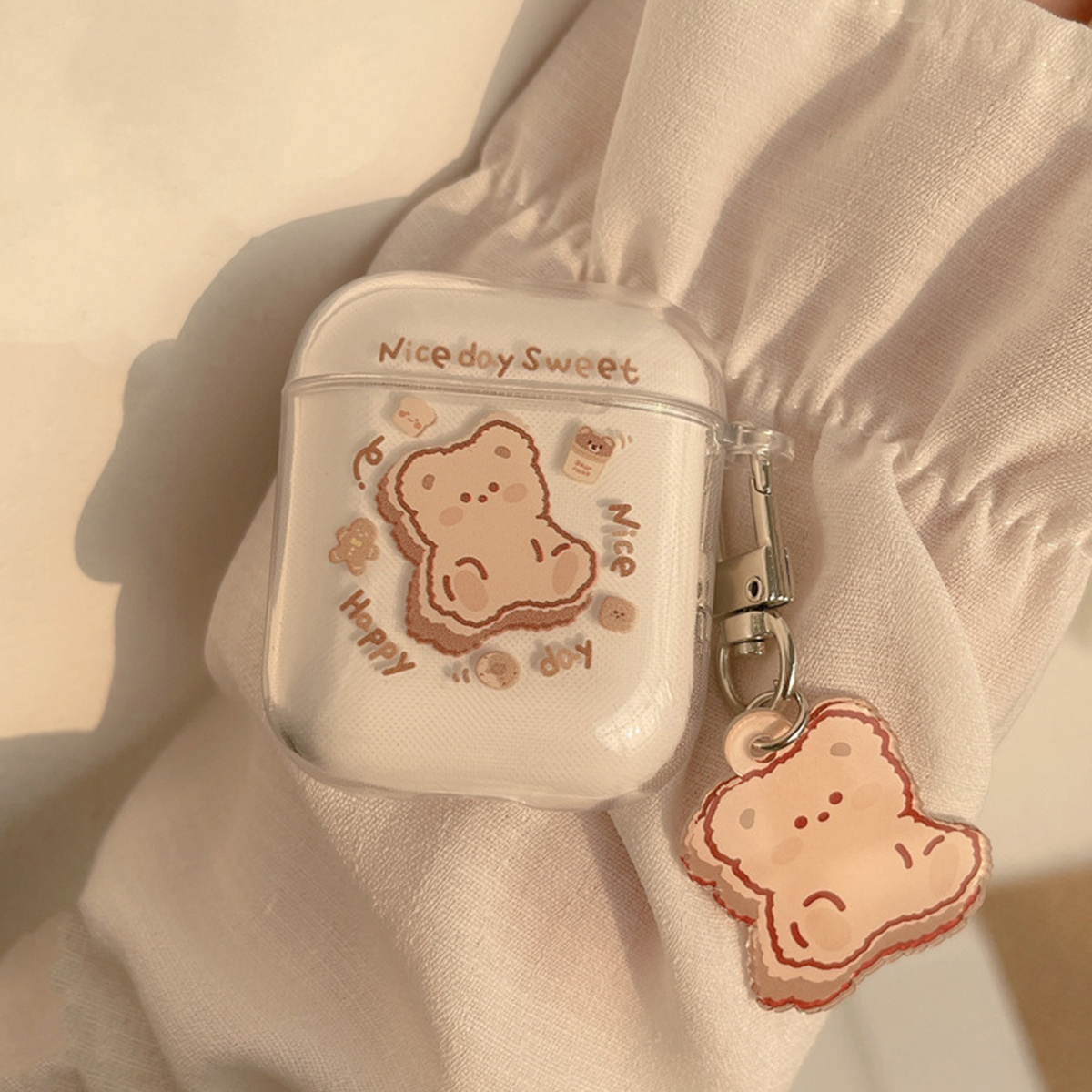 Biscuit Bear Pendant Transparent  Protective Case For AirPods