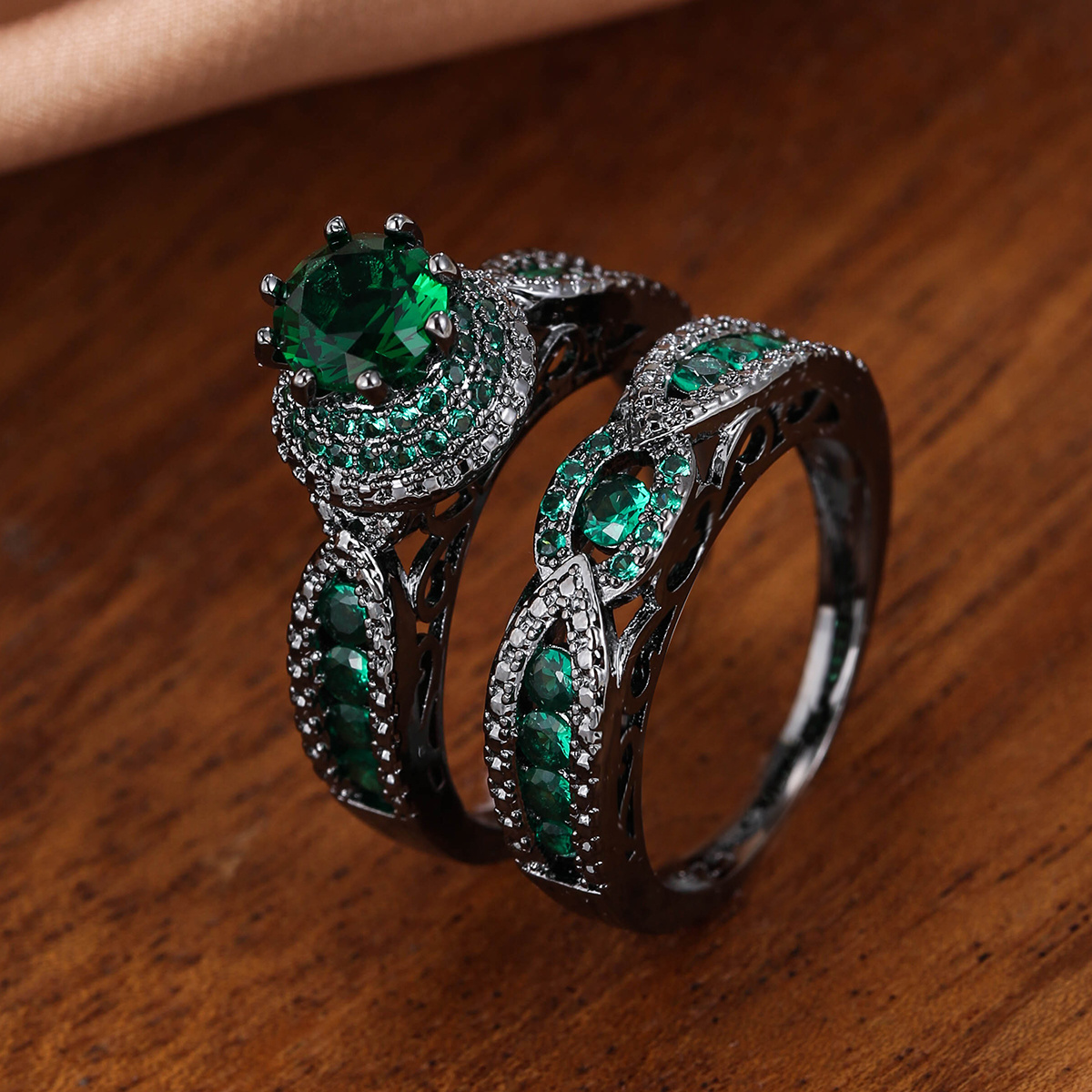 Image of Copper Ring With Synthetic Zirconia, Colorful Cubic Zirconia Mosaic, Daily & Party Accessory, No Holiday Theme
