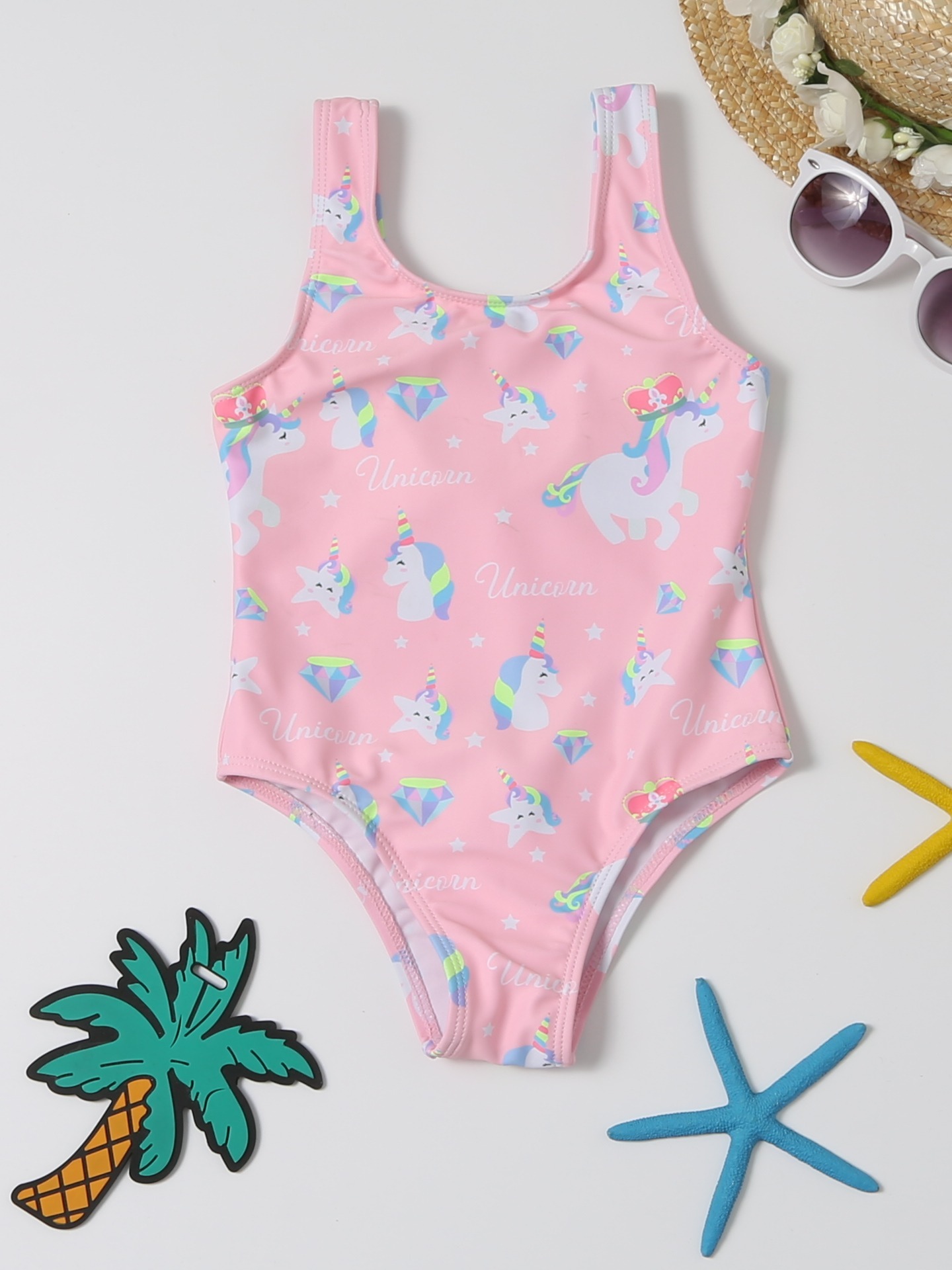 Toddler Girls Unicorn Graphic Sleeveless Swimsuit - Temu