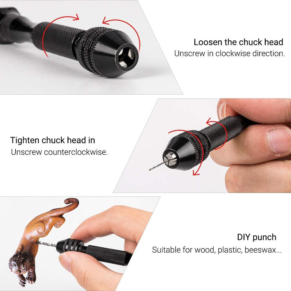 Hand Drill Jewelry Craft Hand Manual Drill Chuck Mini Hand 10PCS Twist  Drill Bit