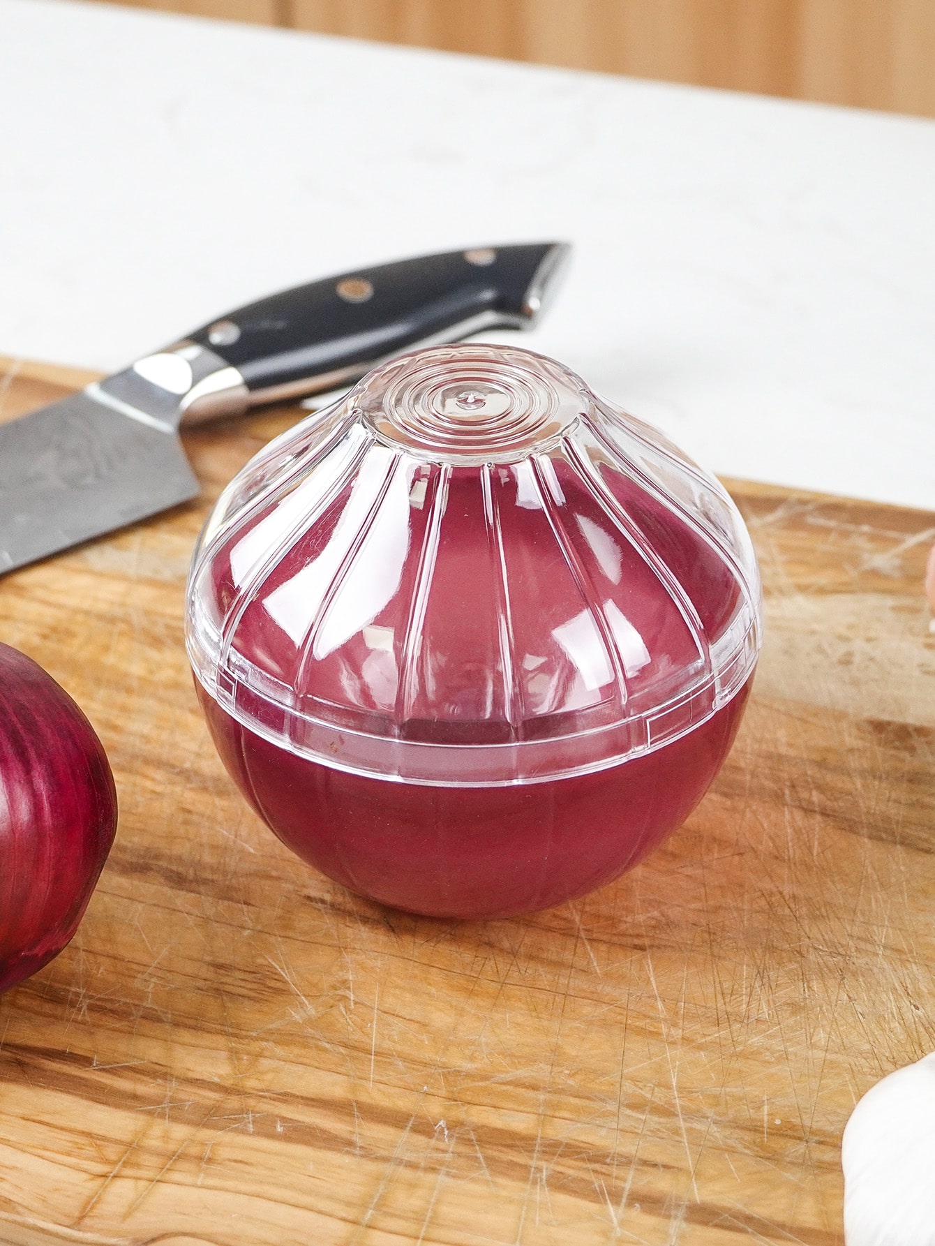 Hutzler Onion Saver Keeper Storage Container - Keeps Fresh Longer - Red