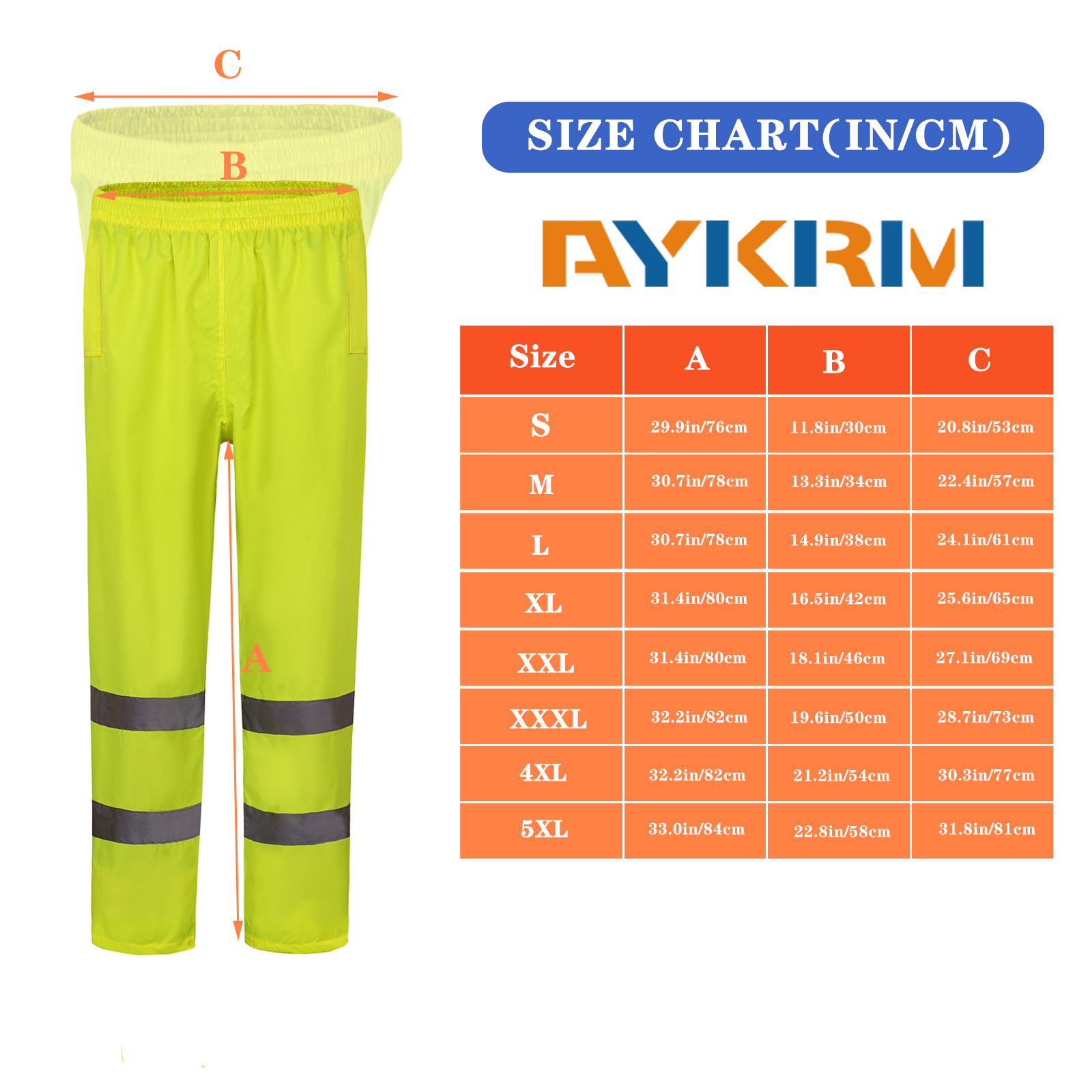 High Visibility Waterproof Reflective Safety Pants / Men's Work