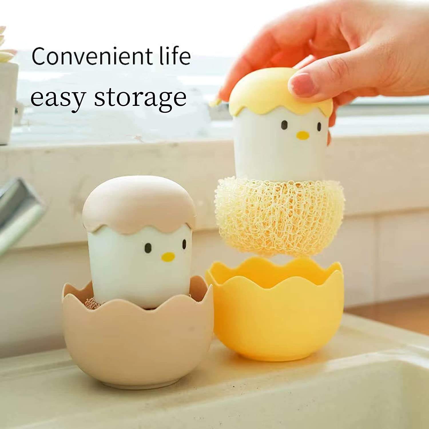 1pc Pink Kitchen Effortless Cleaning Brush, Cute Egg Shell Shaped