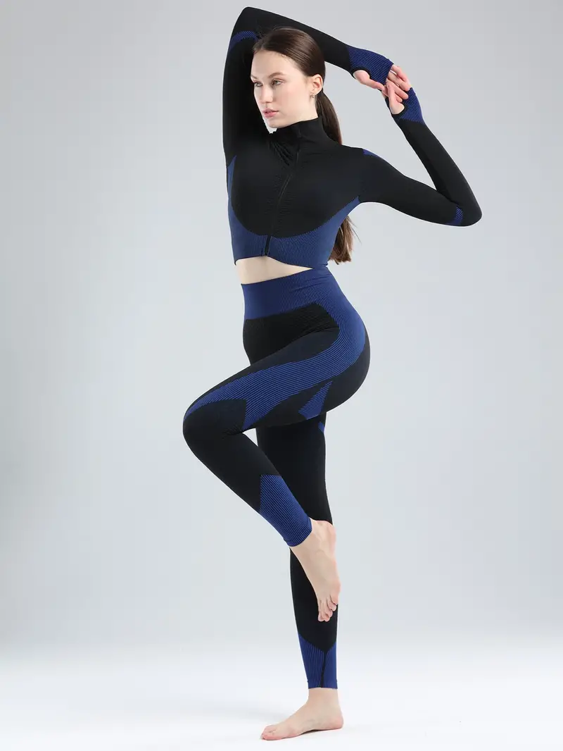 Quick drying Seamless Workout Set Zip Yoga Jacket High waist - Temu
