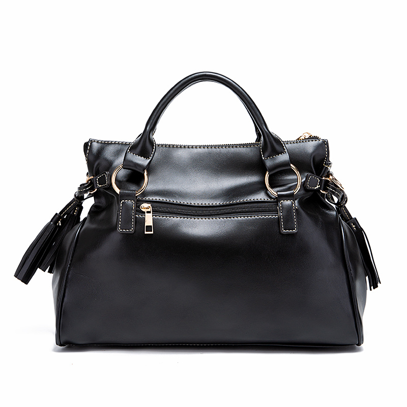Classic Soft Faux Leather Tassel Handbag, Women's Shiny Tote Bag,Women Purses,Temu