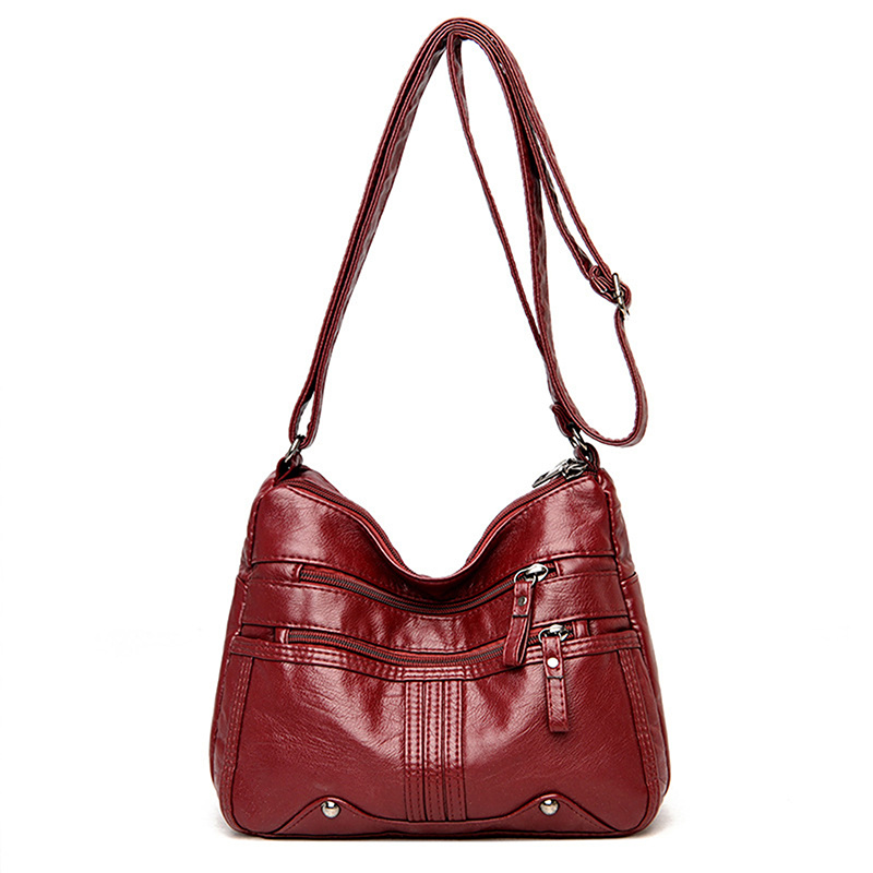 Zipper Shoulder Bag Crossbody Bag Faux Leather Adjustable Strap