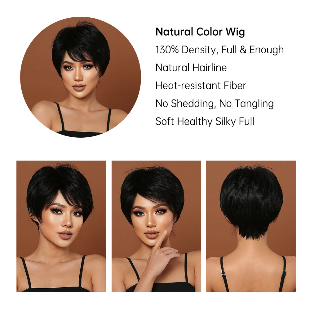 Short Black Bob Wigs Full Bangs Natural Looking Synthetic Temu 