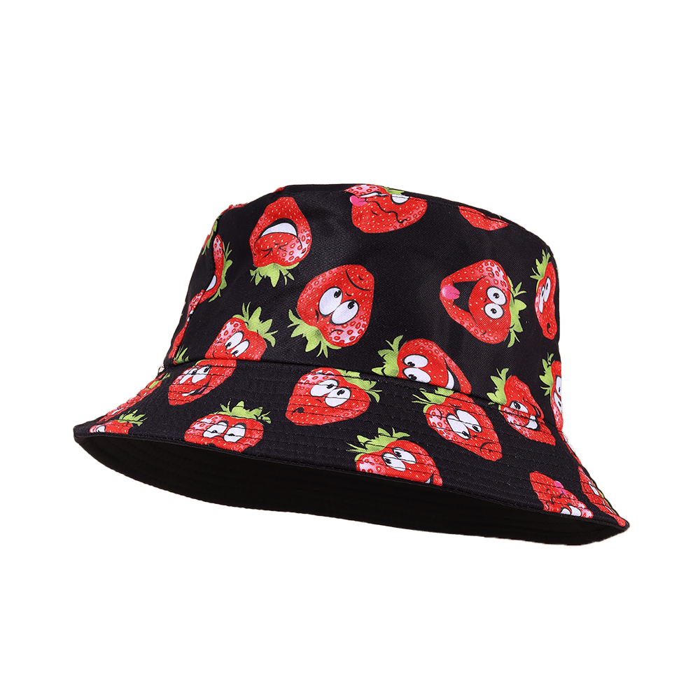 Bonito Sombrero De Cubo Con Estampado De Fresa Protector - Temu