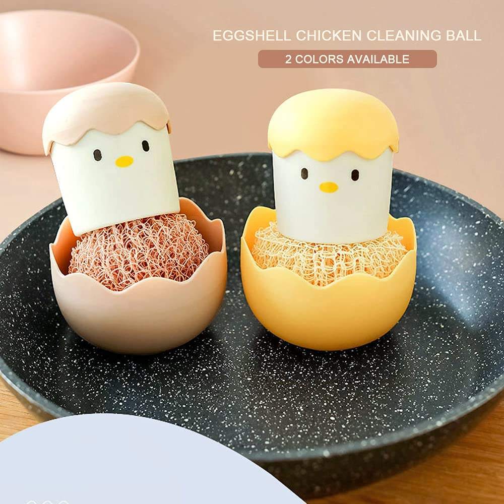 Egg Shape Kitchen Cleaning Brush Cute Dishwashing Fiber Ball