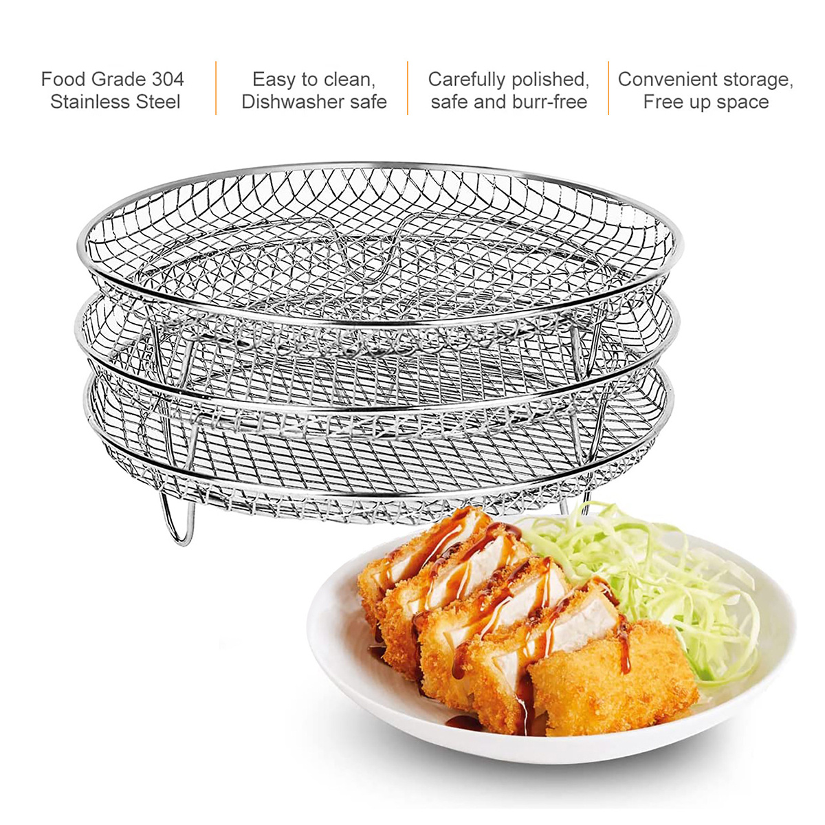 Air Fryer Racks Stainless Steel 11Pcs Air Fryer Universal Accessories, 3  Layer Stackable Dehydrator Racks With Oil Brush and Clamp, Air Fryer Basket  Tray Fit Air Fryer, Oven, Pressure Cooker - Yahoo Shopping