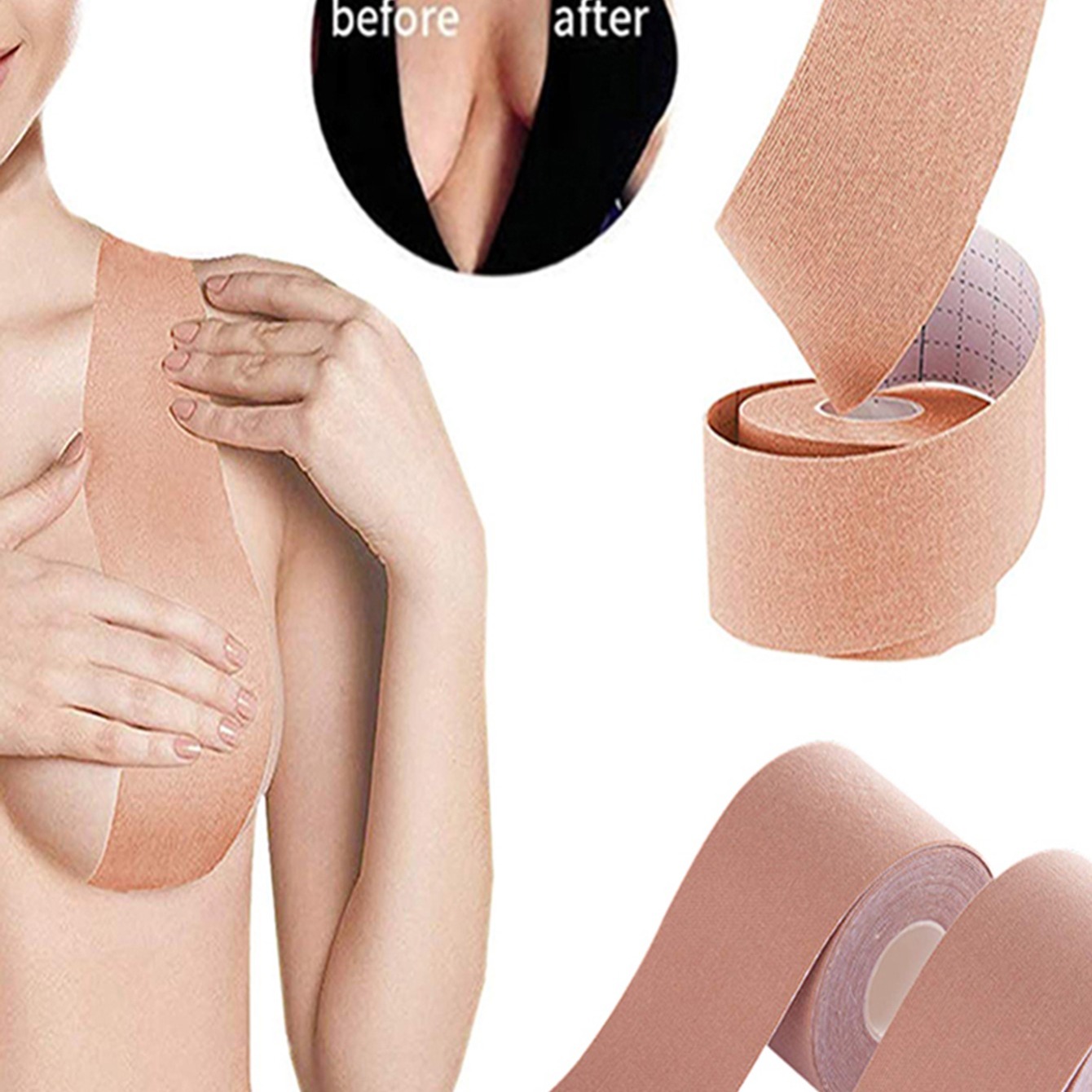 1roll 5cm*5m Flesh-Colored Bra Strap Tape For Women's Breast Lifting And  Nipple Covers, 3 Colors, Back Adhesive, Invisible Bra Straps