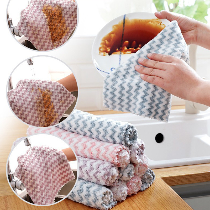 1/5 Pcs Super Absorbent Microfiber Kitchen Dish Cloth High-efficiency  Tableware Household Cleaning Towel kitchen accessories
