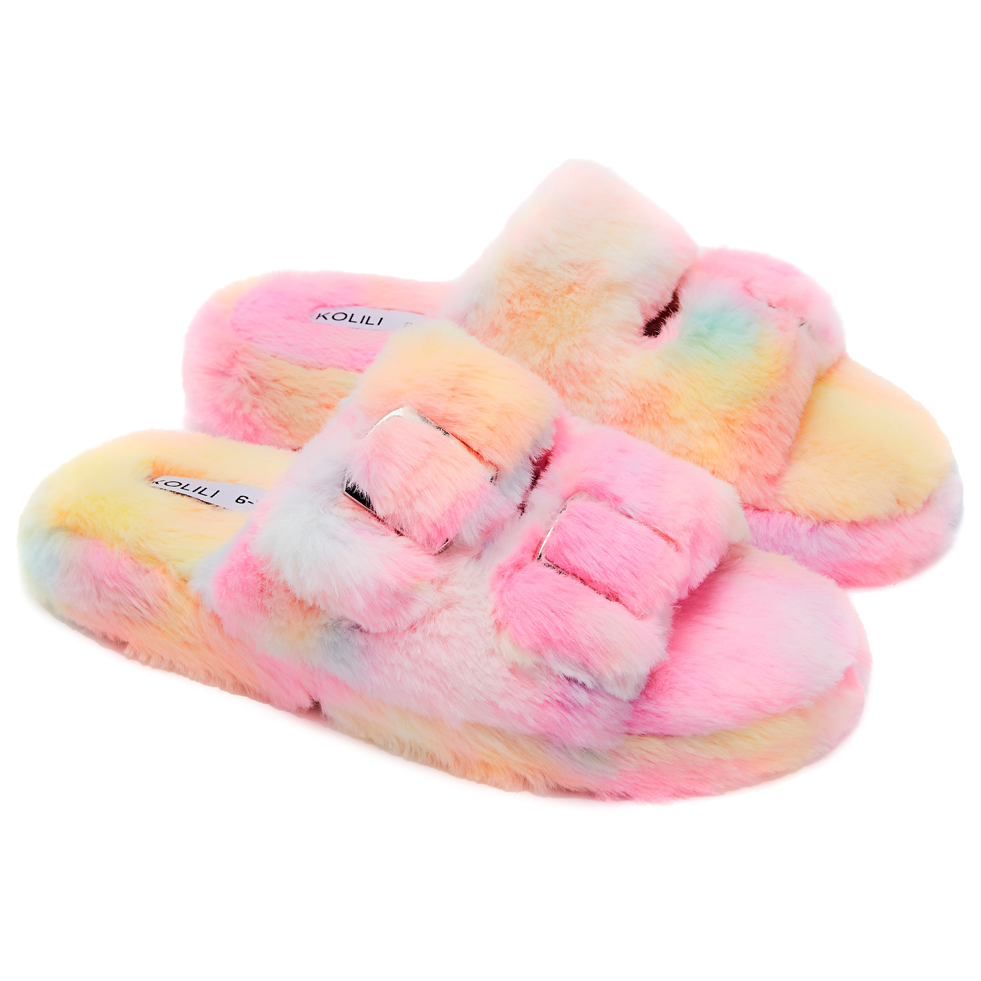 Amélie Home Women's Feather Open Toe Slippers Fuzzy Pink – mgsstyleboutique