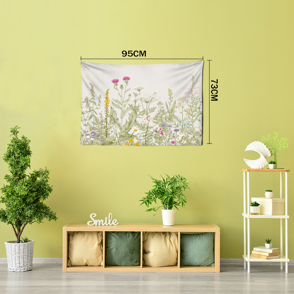 Spring Floral Botanical Tapestry Vibrant Polyester Wall - Temu