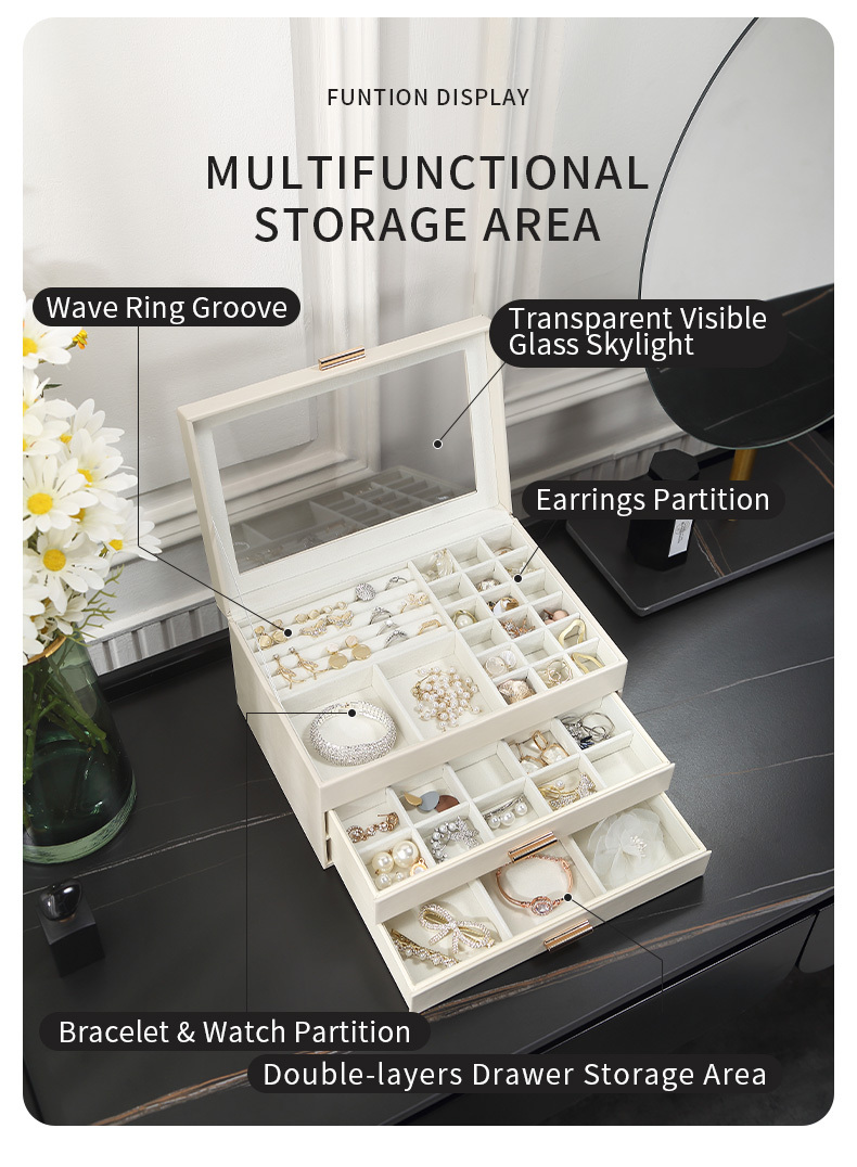 Clear Flip Jewelry Box Table Double Drawer Storage Temu Canada