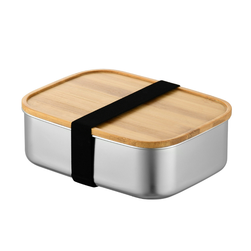 Stainless Steel Rectangular Airtight Food Storage Container with Bamboo  Lid- 1200 ml / 40 oz