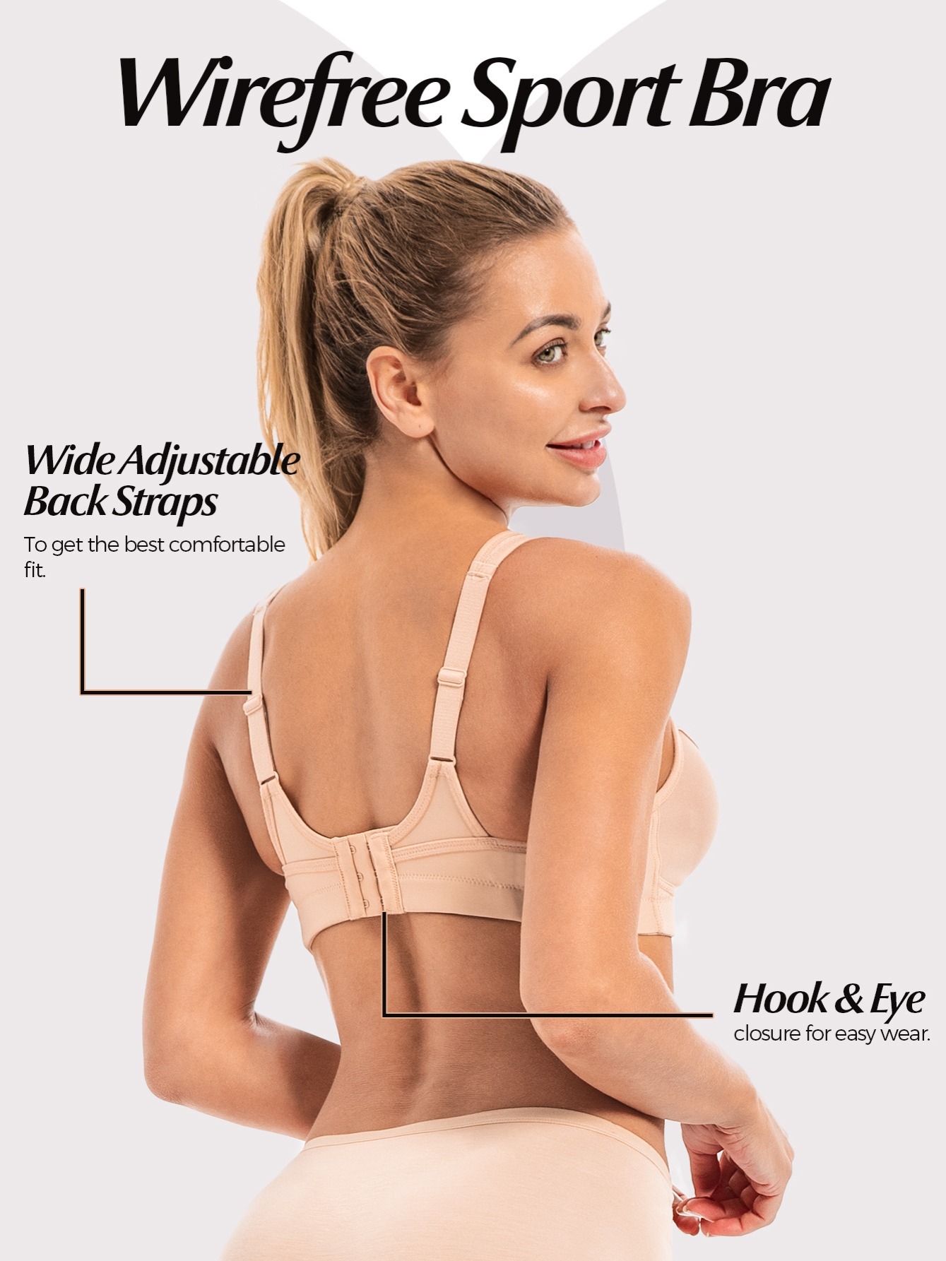 Women's High Impact Comfort Full Support Non Padded Bra Wirefree