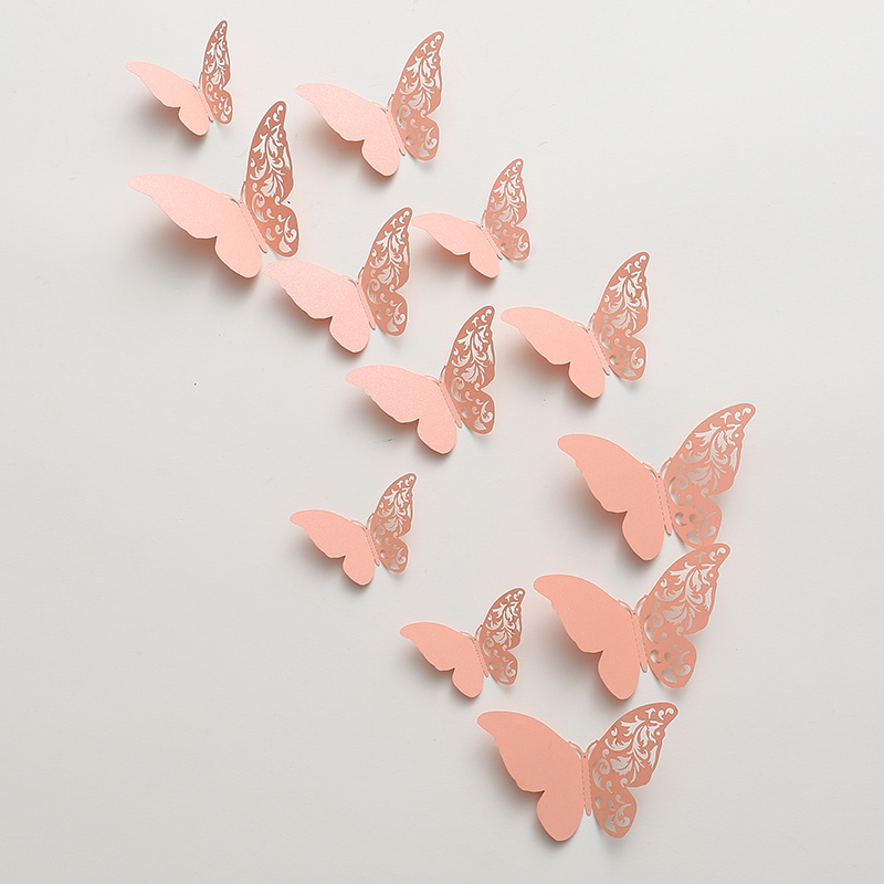3D Butterfly Wall Stickers, 72PCS Rose Gold Butterfly & Gold