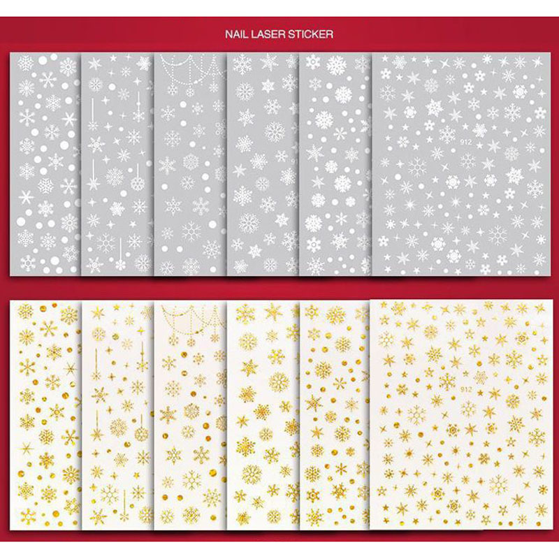 Y2k New In Christmas Nail Sticker 3d Snowflake Color Golden - Temu
