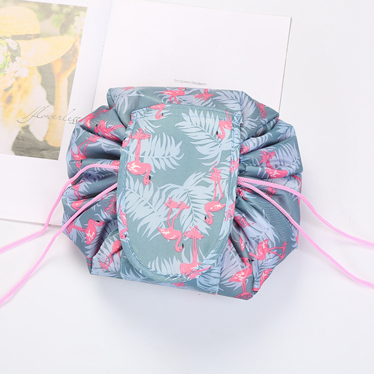 Flamingo Drawstring Makeup Bag