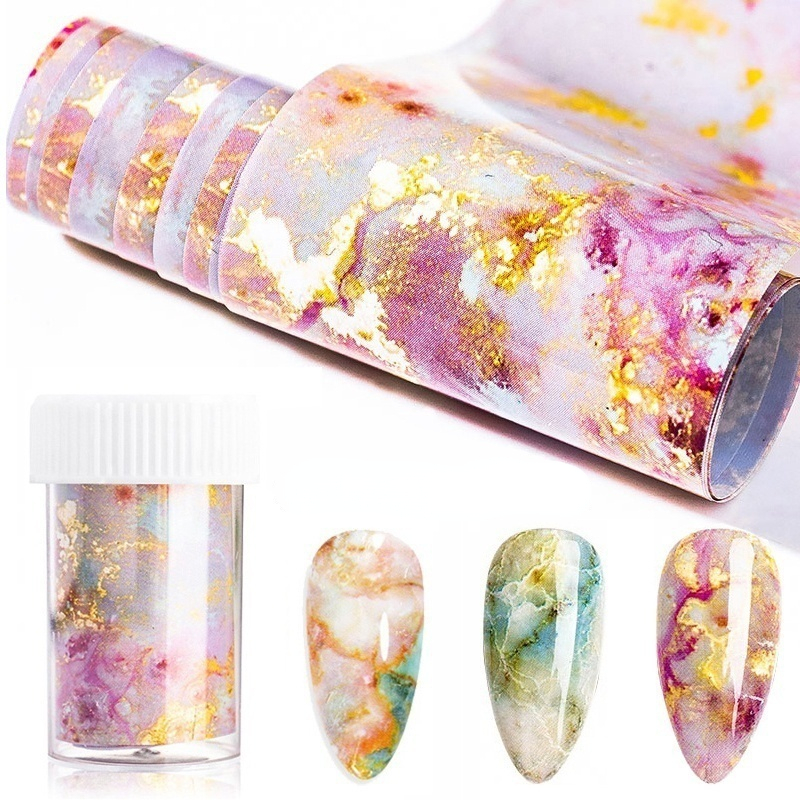 Marble Texture Smudge Nail Sticker Self Adhesive Nail Decals Art Temu