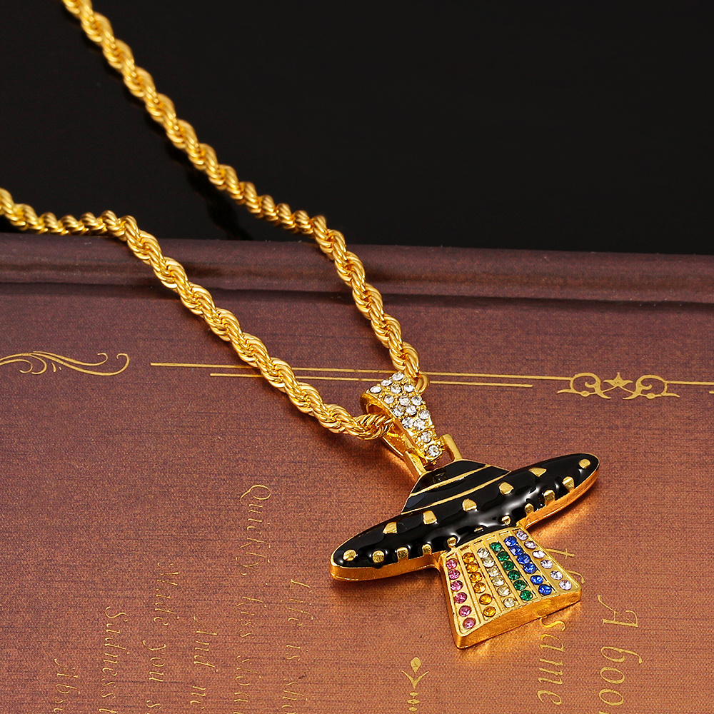 Gold hot sale spaceship pendant