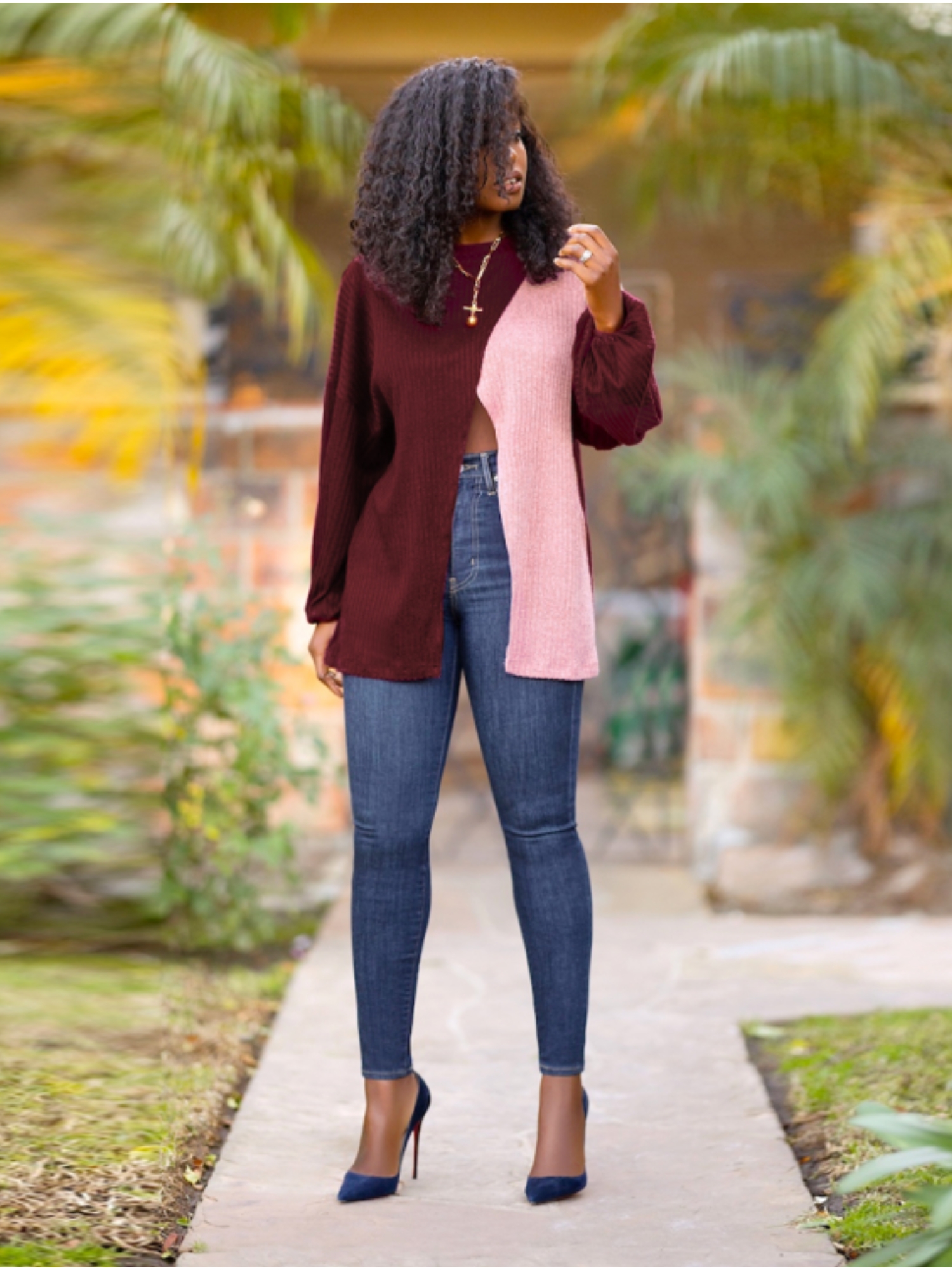 womens sweatshirt color blocking jersey casual wear long Temu