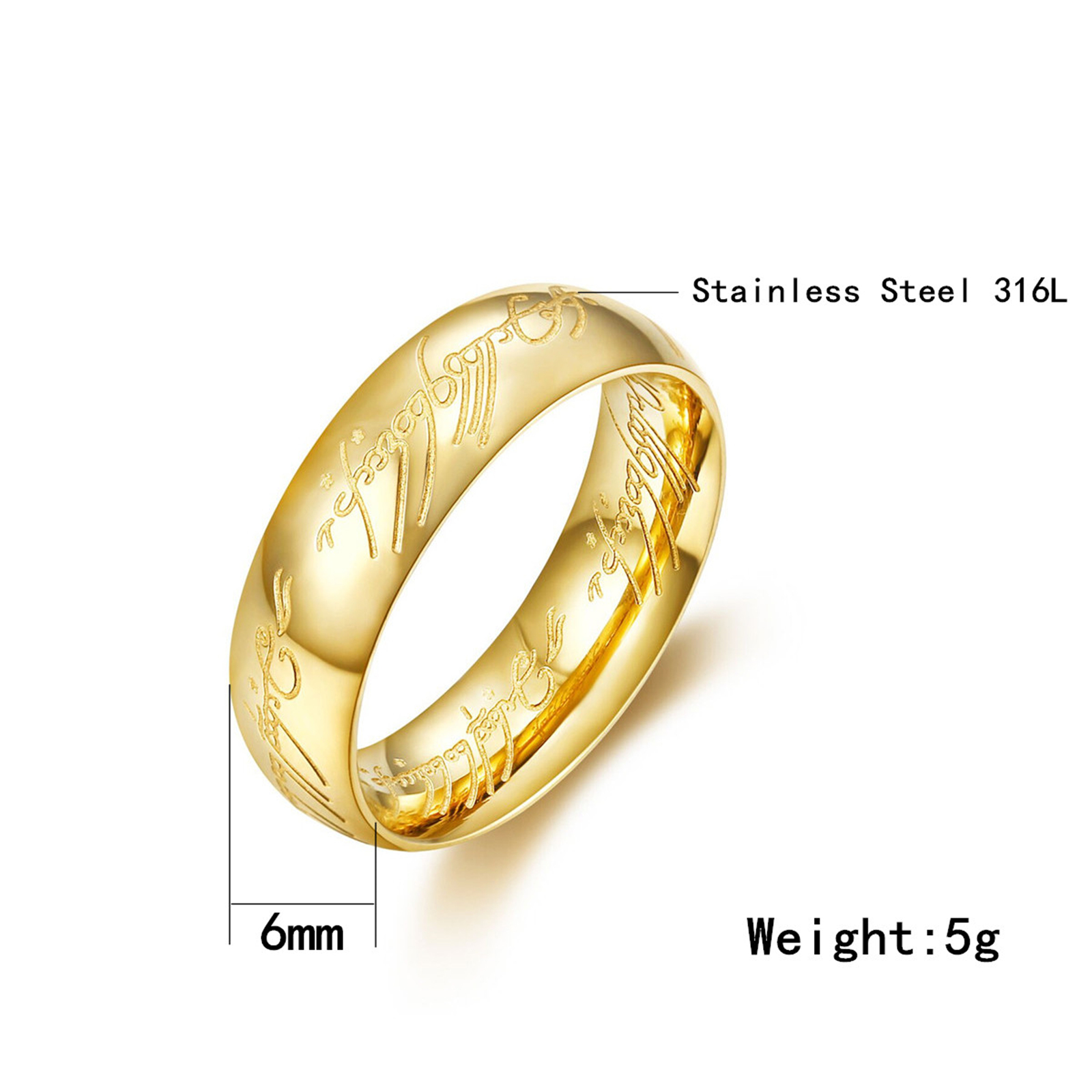 Men's 18k Plated Titanium Steel Ring