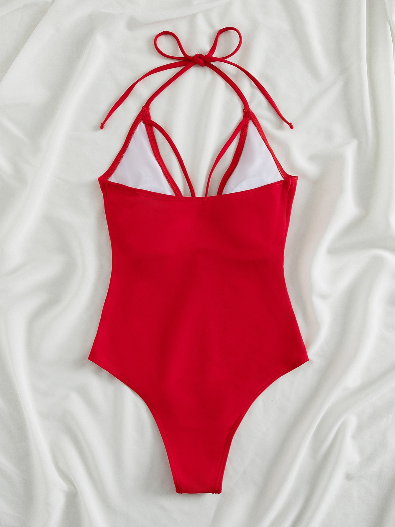 Women's Plain Halter One Piece Swimsuit, One Piece Bikini, High Cut