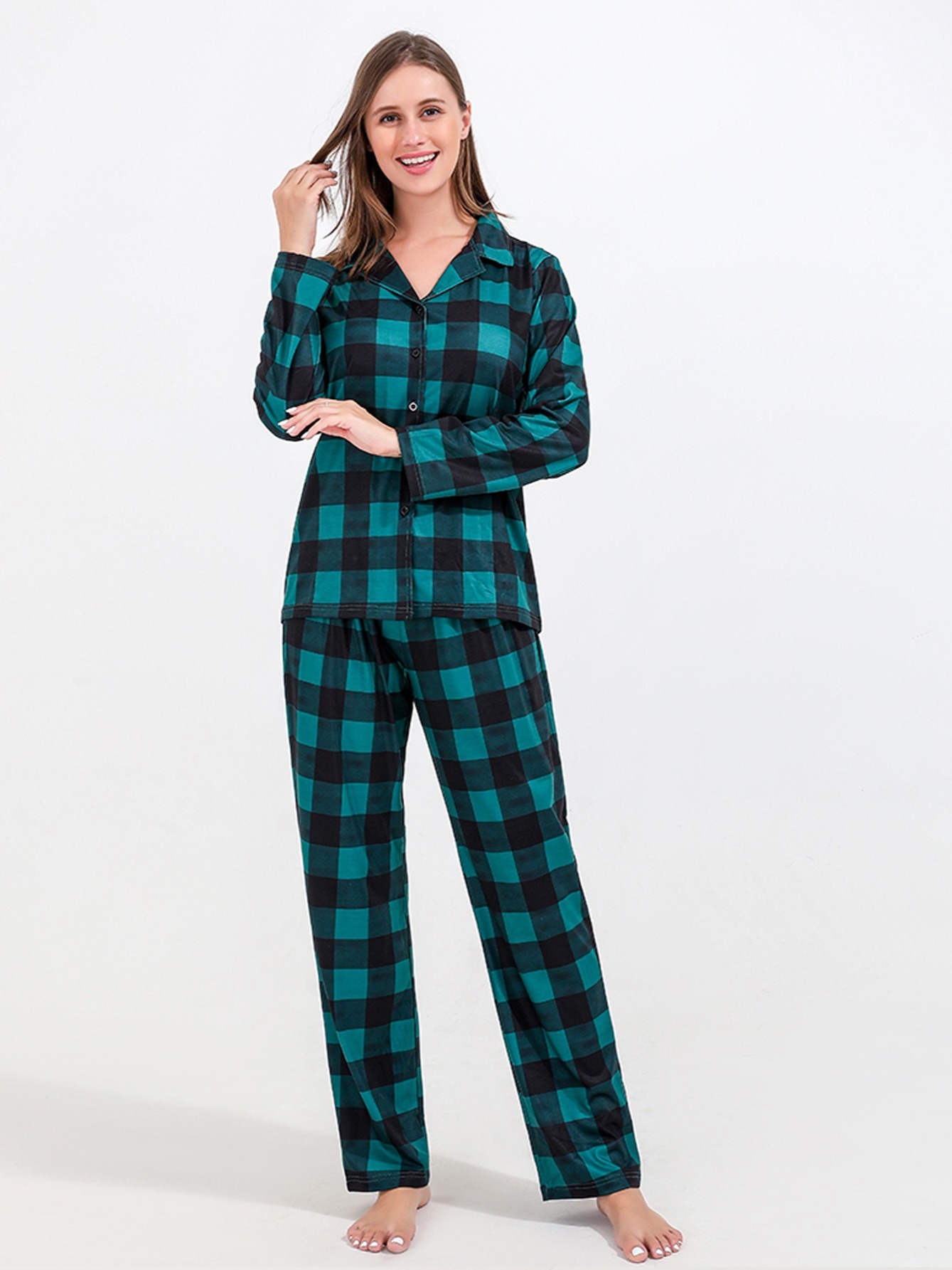 Men's Green Plaid Family Pajama Sets Christmas Pajama Sets - Temu