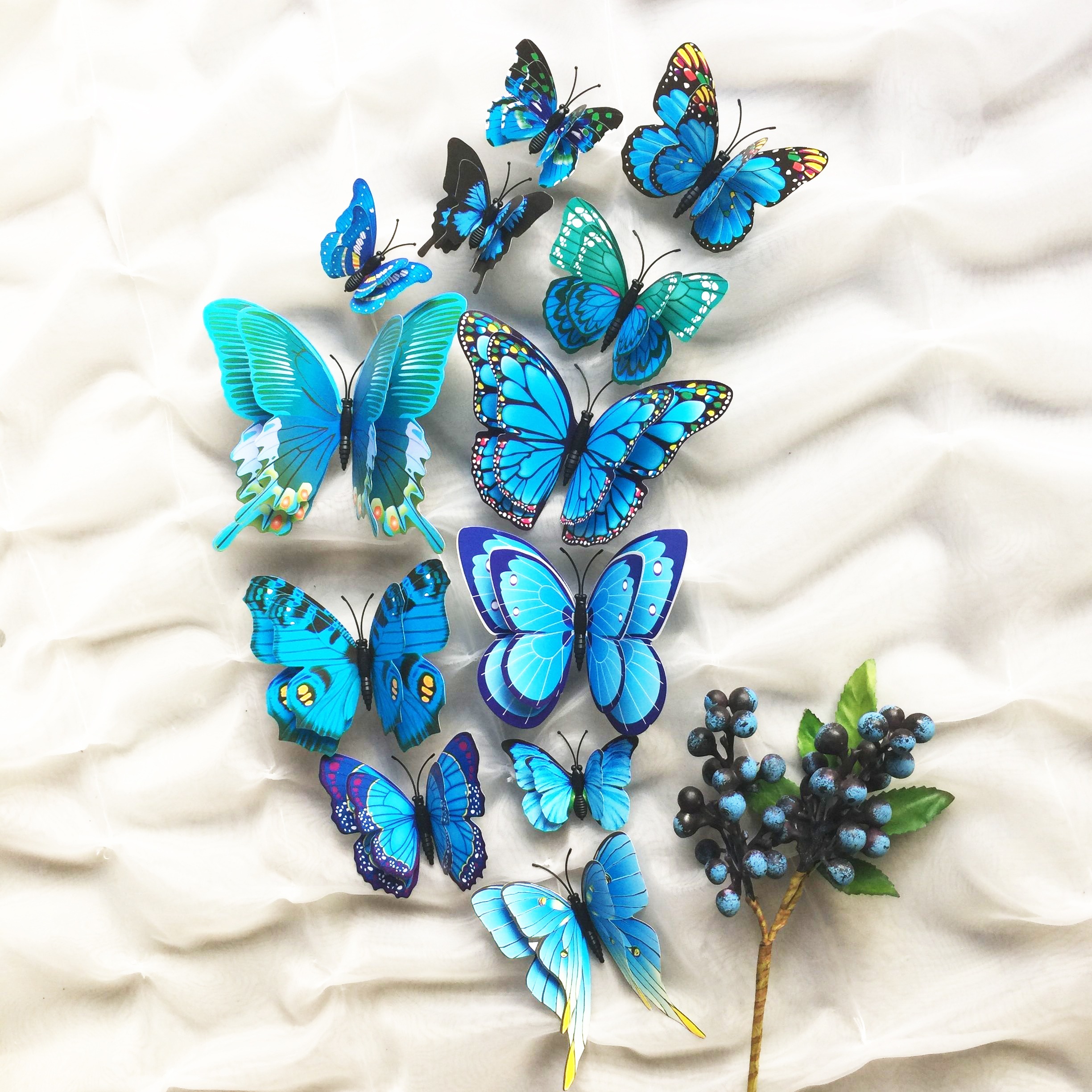 12pcs 3D Double Layer Butterflies Wall Stickers, Living Room Decor, Ki –  DOOMS