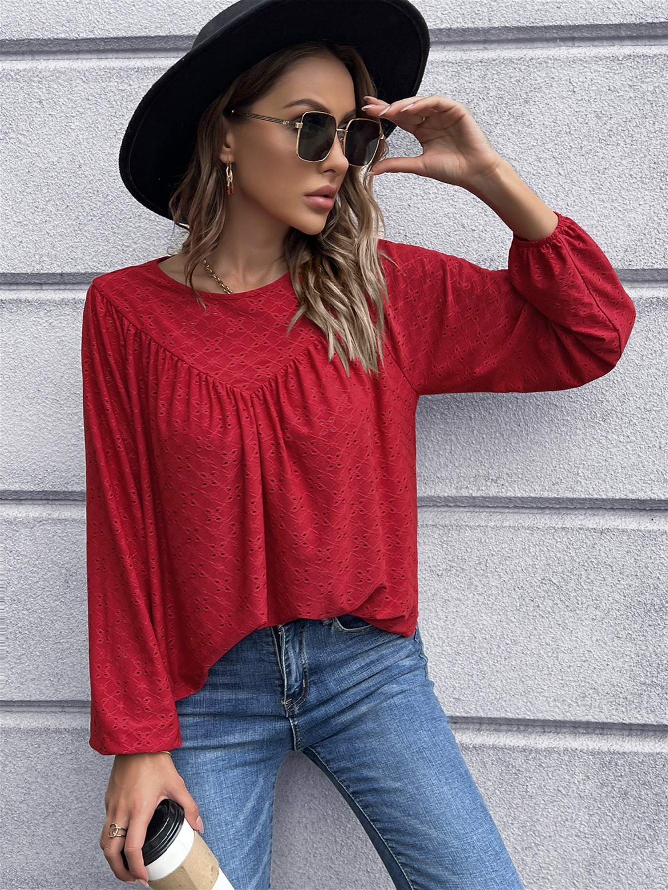 Fashion Ladies Casual Tops T-Shirt Women Summer Loose Top Long Sleeve  Blouse 
