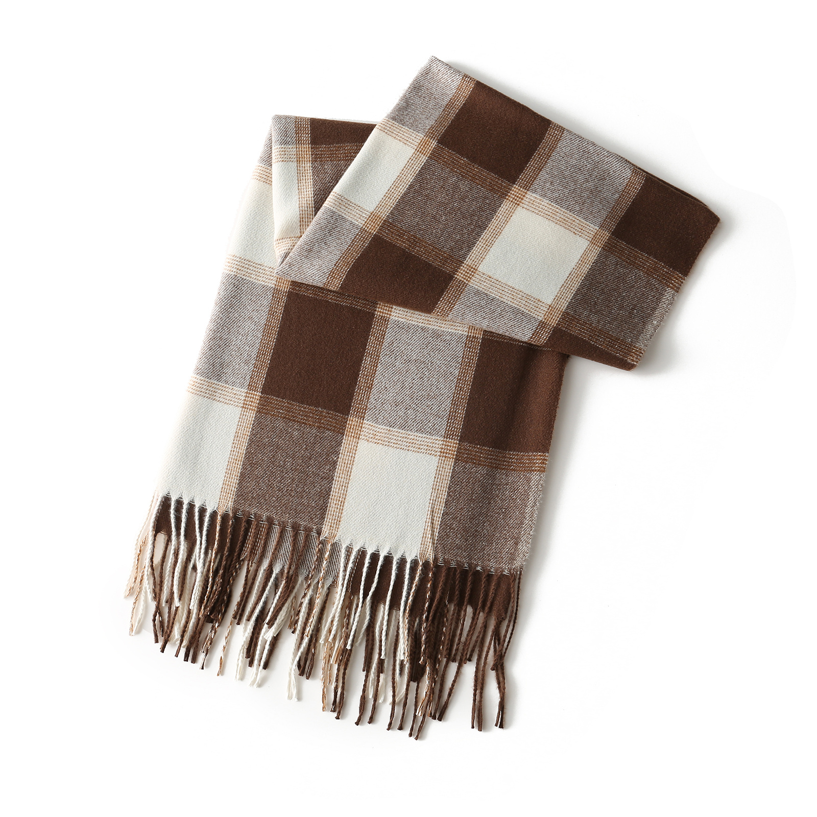 Plaid Pattern Tassel Scarf Windproof Warm Shawl Classic Thick Couple Scarves