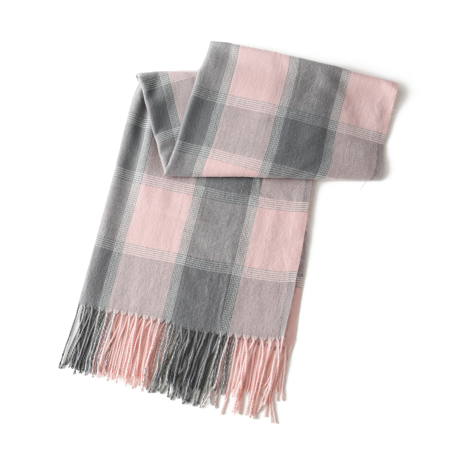 Plaid Pattern Tassel Scarf Windproof Warm Shawl Classic Thick Couple Scarves