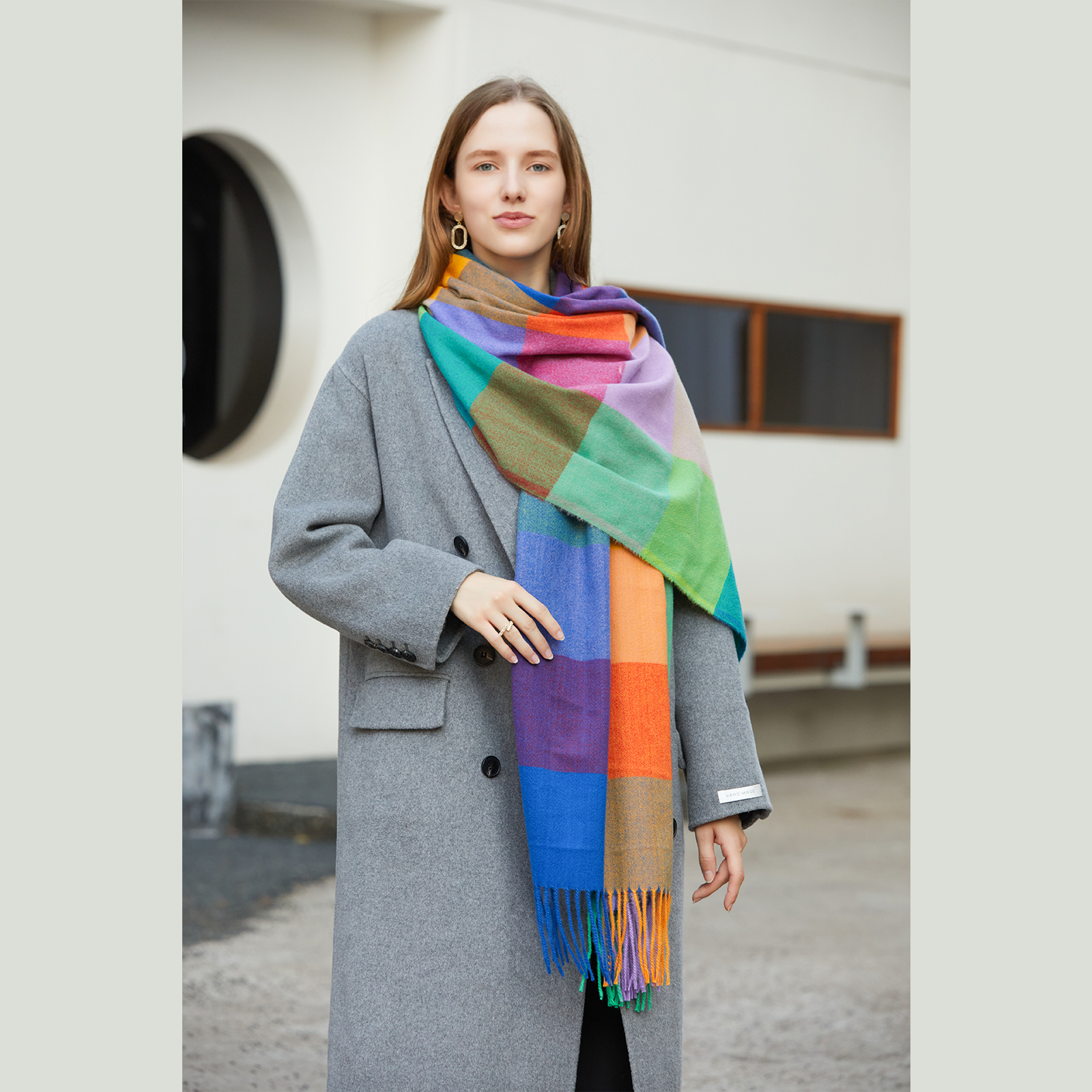 2022 Winter Print Cashmere Scarf Women Warm Thick Wool Shawl