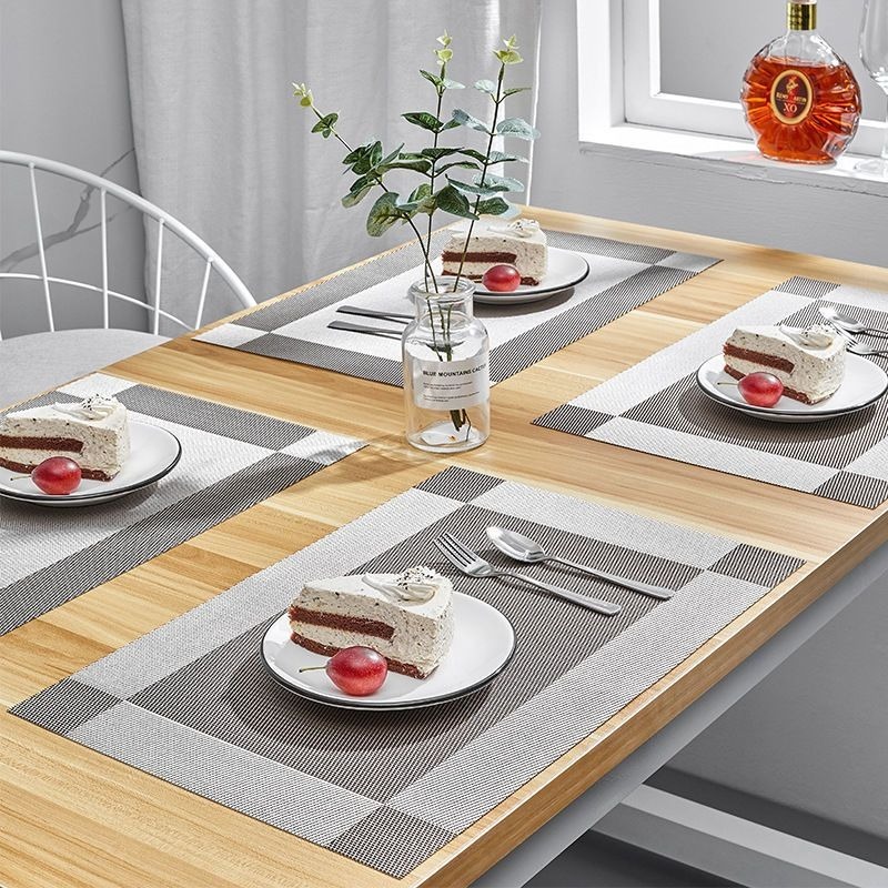 6pcs Pvc Plastic Placemats, Solid Color Minimalist Mats, Rectangle  Insulated Dining Table Mats, Western Style Waterproof Placemats, Home Decor