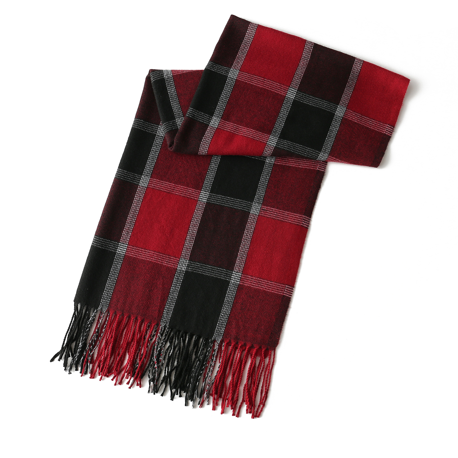 Plaid Pattern Tassel Scarf Windproof Warm Shawl Classic Thick Couple Scarves