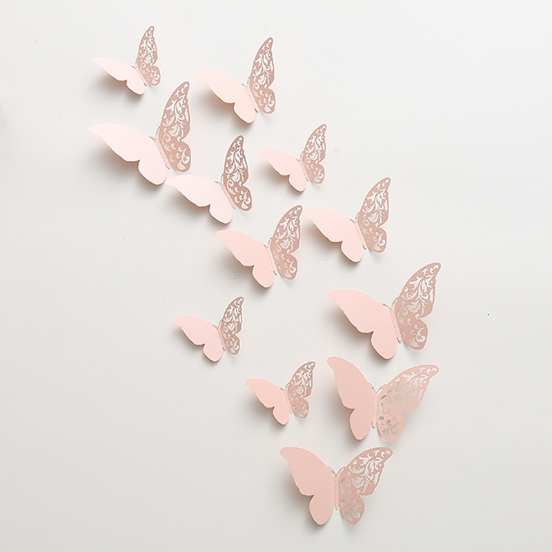 12PCS 3D Butterfly Wall Stickers Rose gold/Gold/Silver Home Decor DIY Art  Wall Decals Wedding Decoration Butterfly Stickers