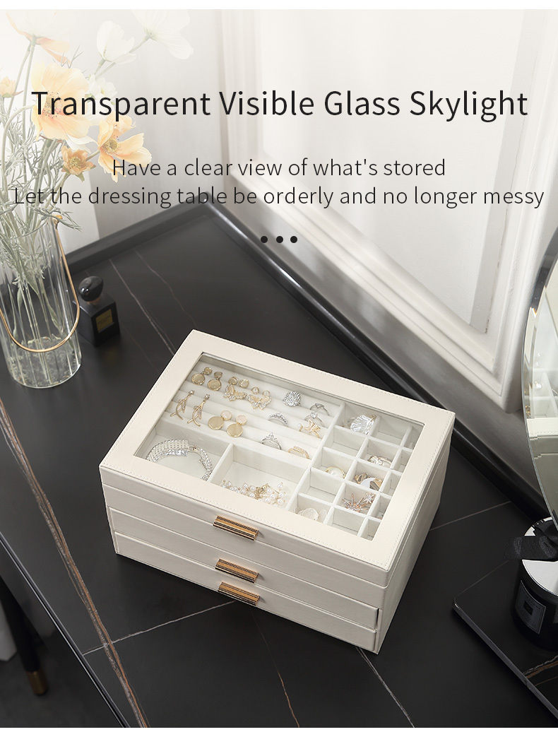 Clear Flip Jewelry Box Table Double Drawer Storage Temu New