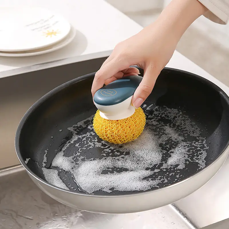 Set Of 2, Kitchen Round Dish Sponges Scourer Cleaning Ball With