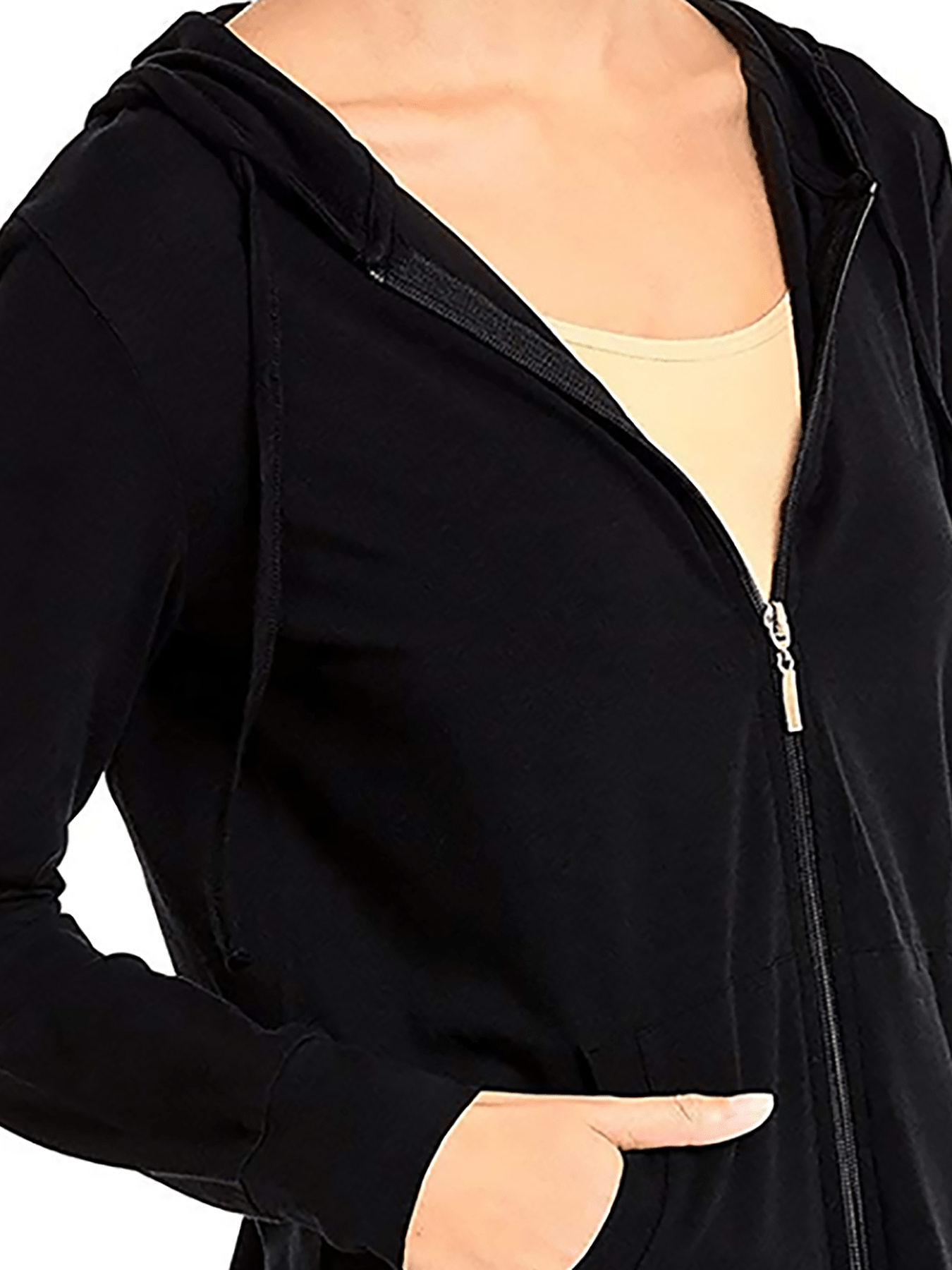 Solid Zip Up Drawstring Thermal Lined Hoodie