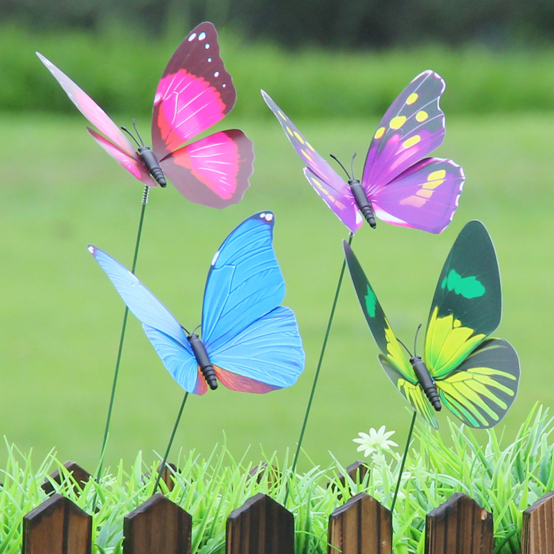 Butterfly Stakes Plastic Butterflies On A Stick Plant Flower - Temu