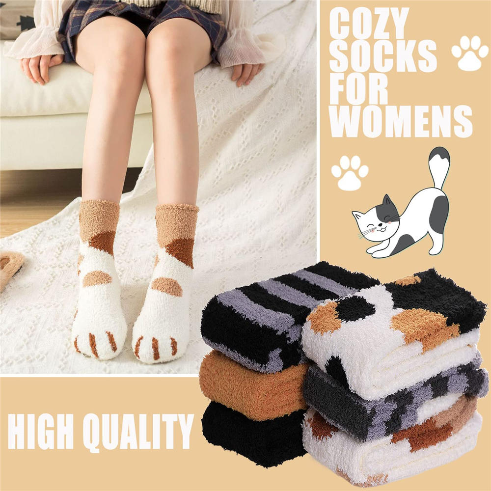 Womens Fuzzy Slipper Socks Animal Soft Warm Cute Microfiber Cozy