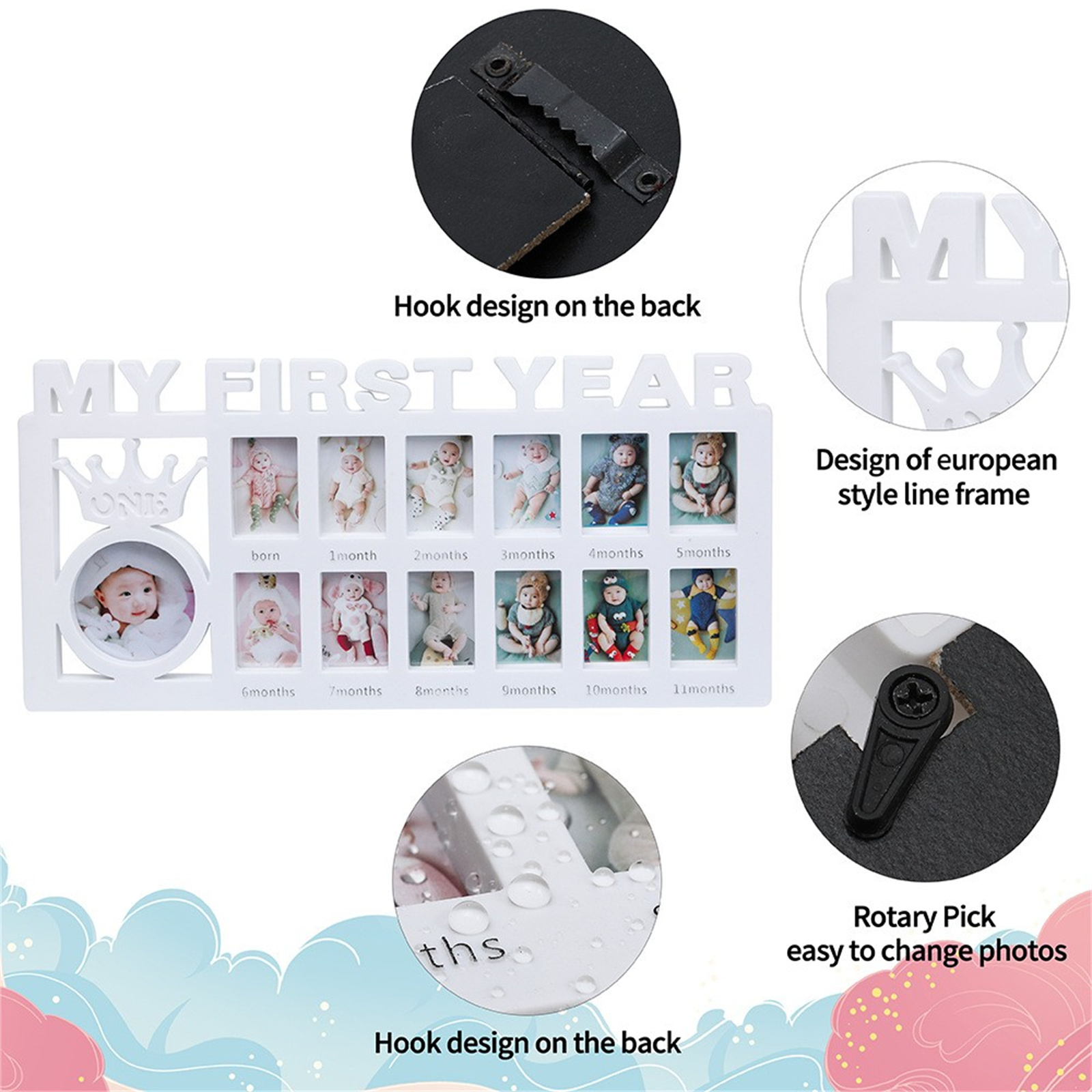 12 Month Growth Record Photo Frame for Baby